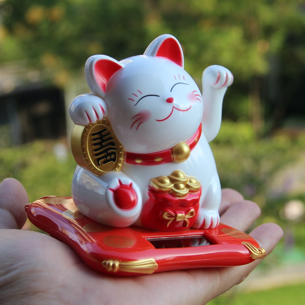 Maneki Neko Lucky cat solar energy auto waving hands bring you fortune and good luck