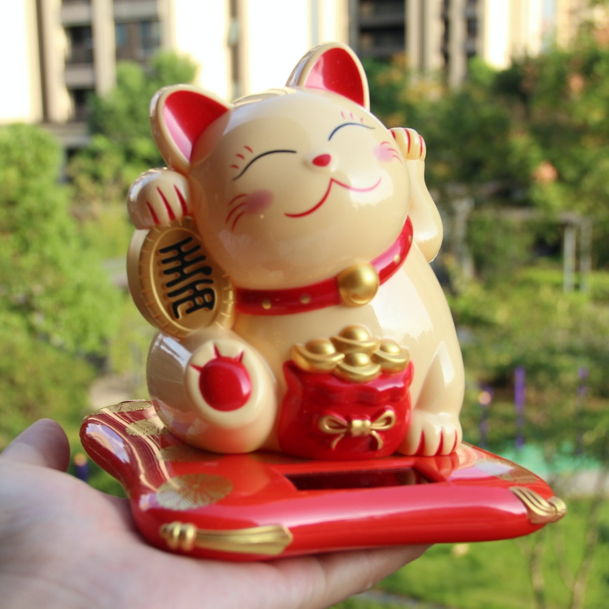 Maneki Neko Glückskatze Solarenergie automatisch winken Hände bringen Ihnen Glück und viel Glück