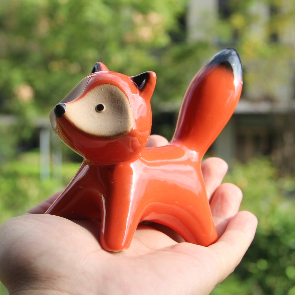 Handcrafted Ceramic Fox Pair – Decorative Large & Small Fox Set