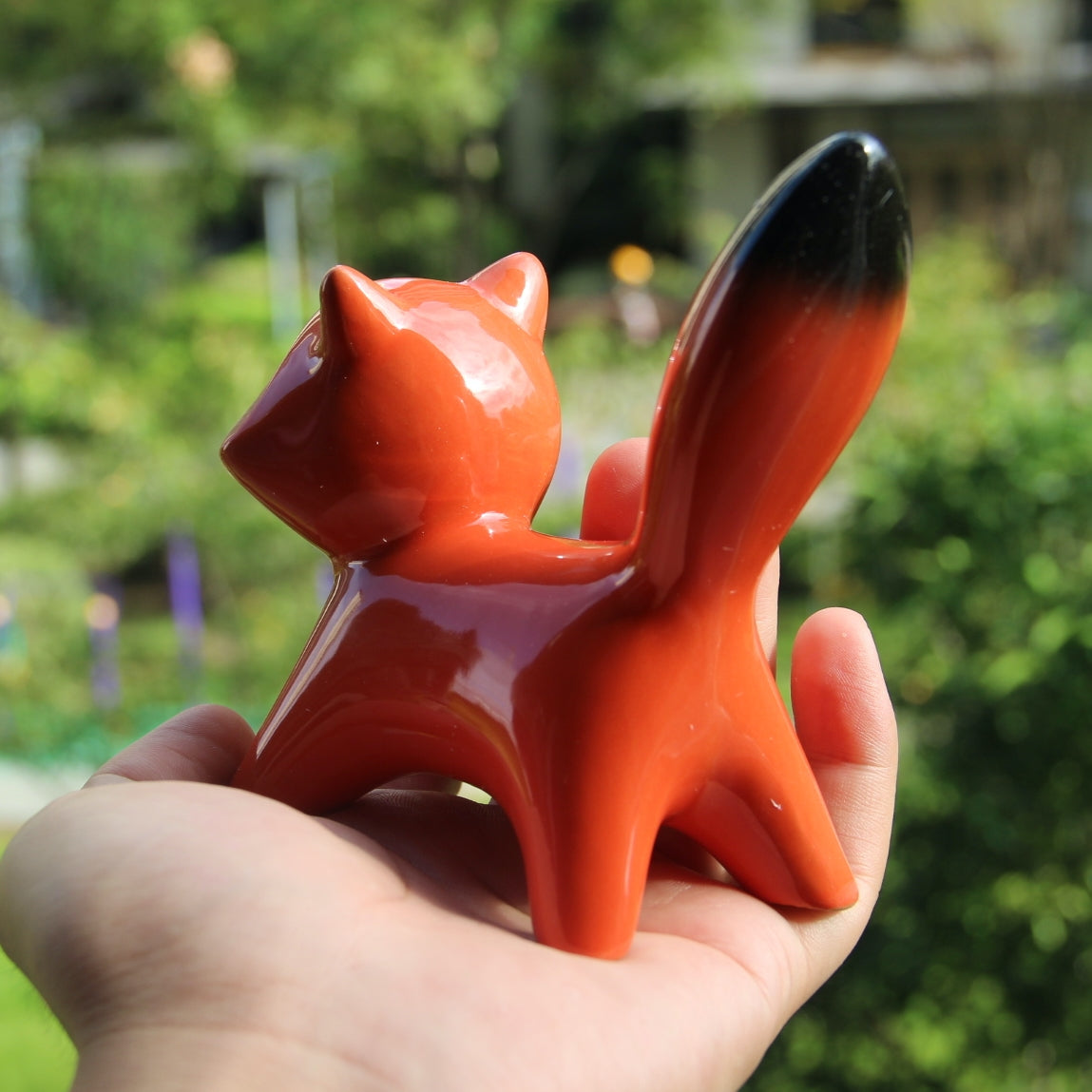 Handcrafted Ceramic Fox Pair – Decorative Large & Small Fox Set