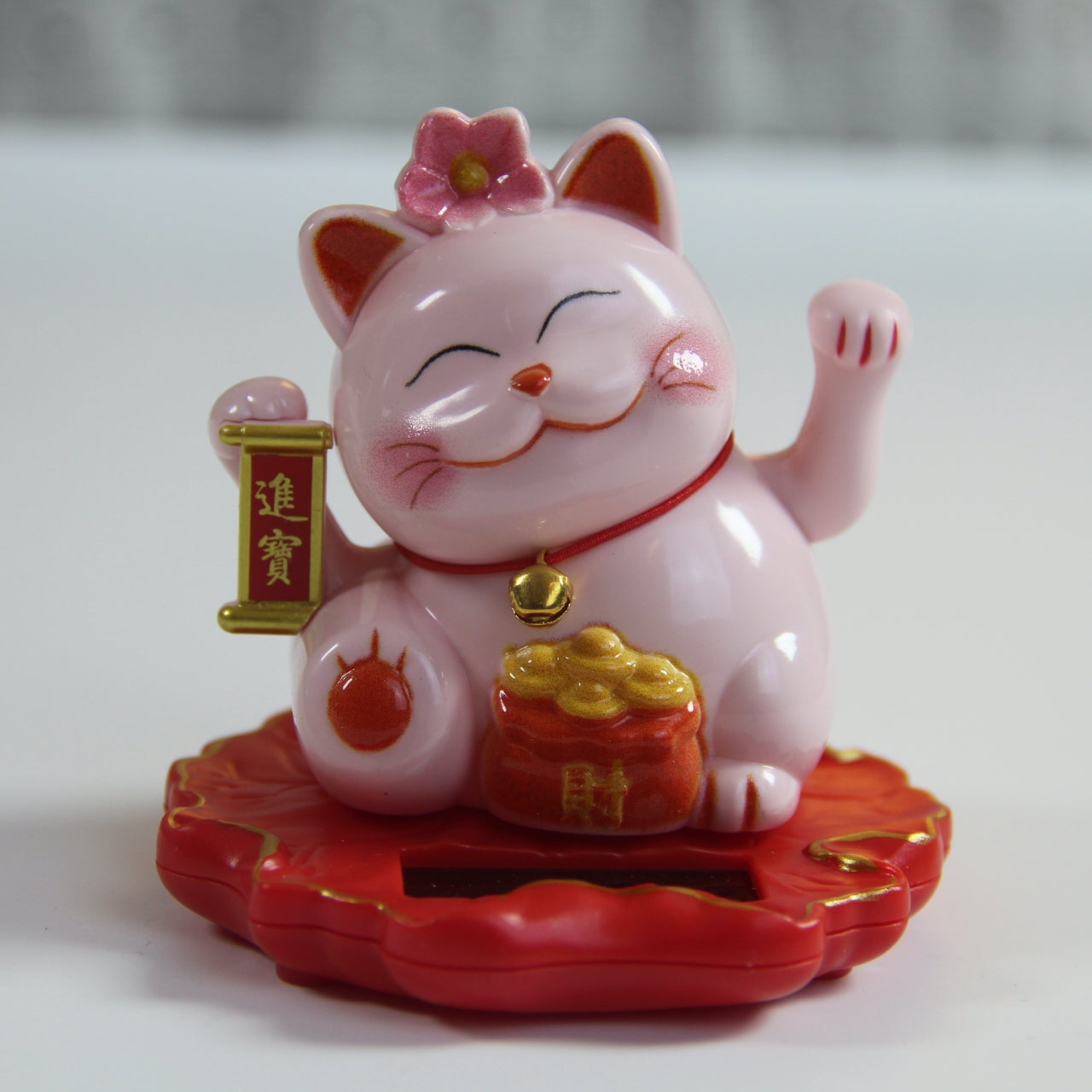 Maneki Neko Lucky cat "Blossom" solar energy auto waving hand bring you fortune and good luck