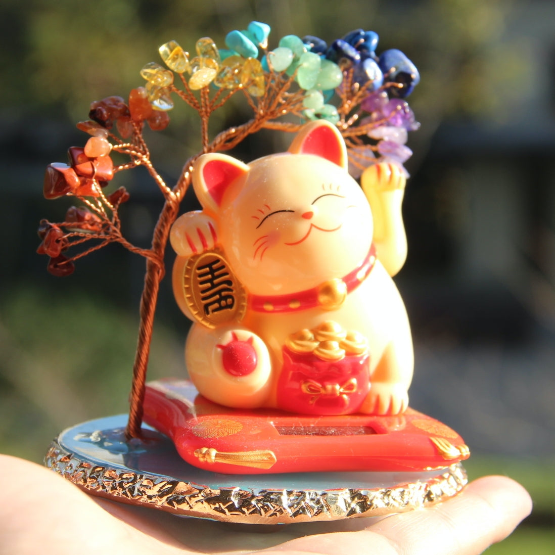 Maneki Neko Lucky cat solar energy auto waving hands bring you fortune and good luck