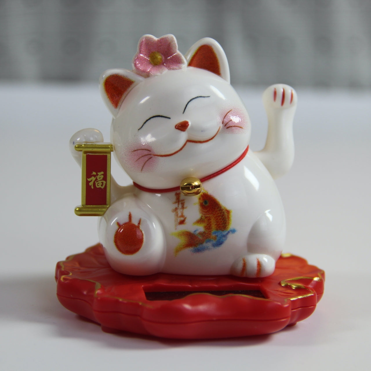 Maneki Neko Lucky cat "Blossom" solar energy auto waving hand bring you fortune and good luck