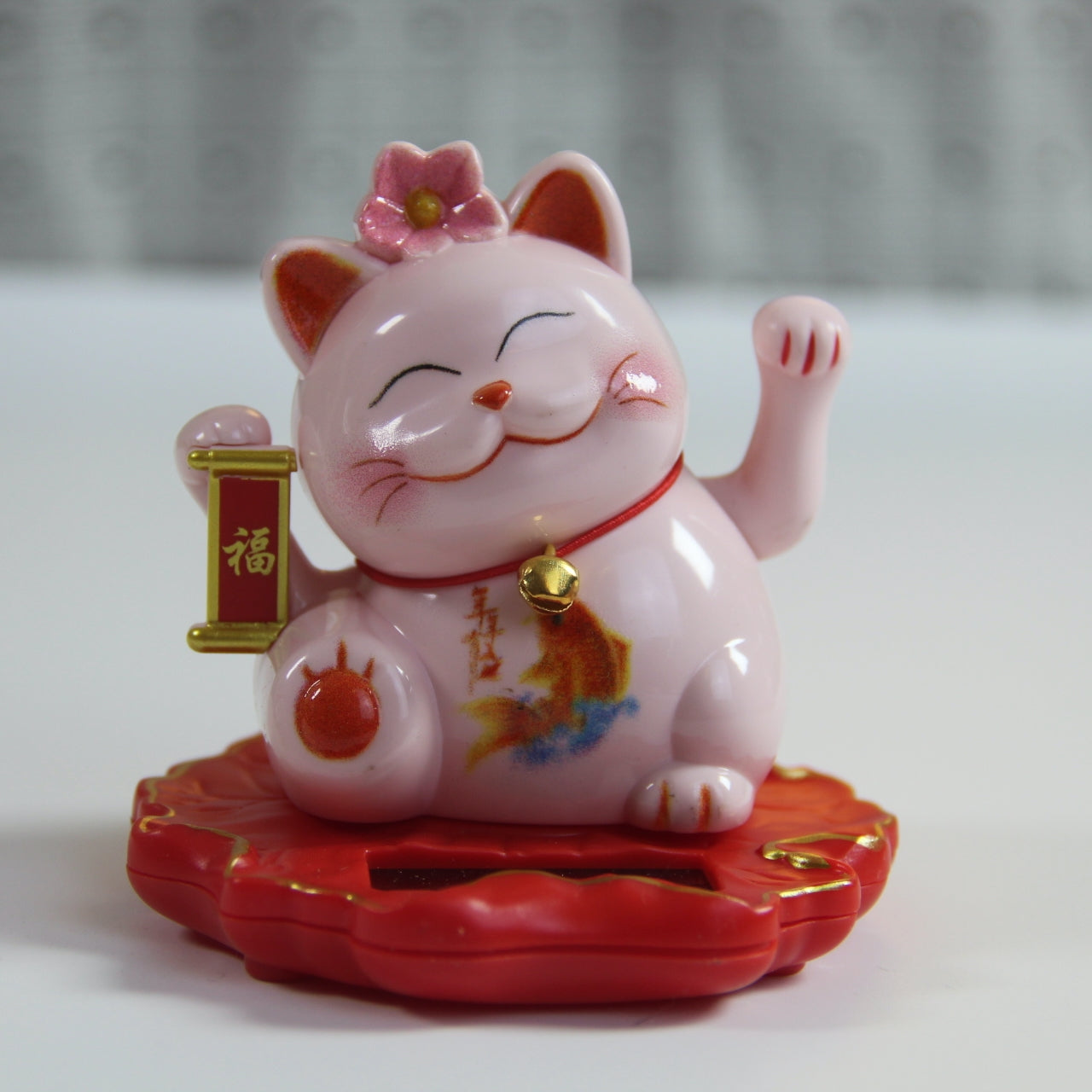 Maneki Neko Lucky cat "Blossom" solar energy auto waving hand bring you fortune and good luck