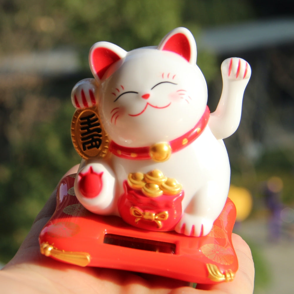 Maneki Neko Lucky cat solar energy auto waving hands bring you fortune and good luck