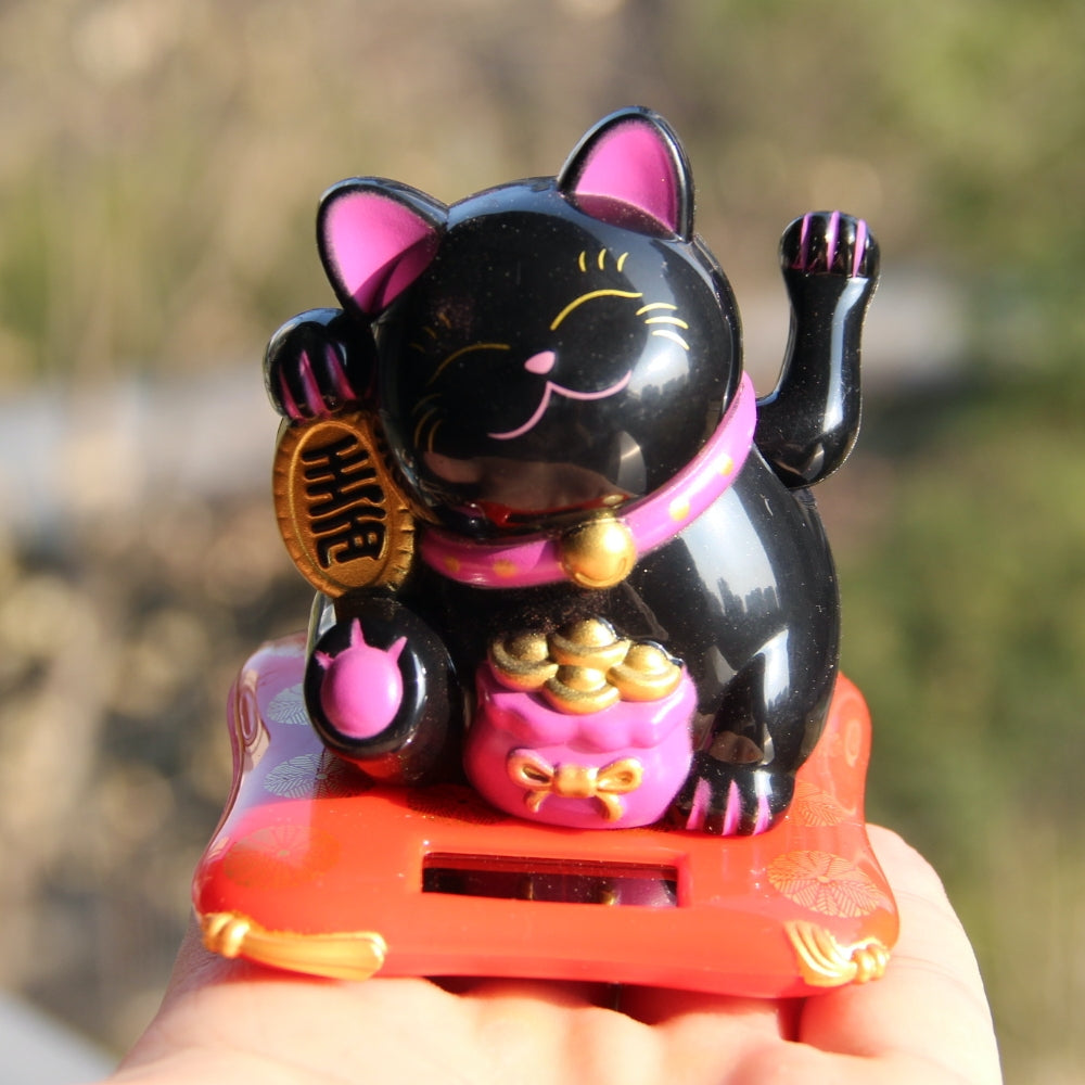 Maneki Neko Lucky cat solar energy auto waving hands bring you fortune and good luck