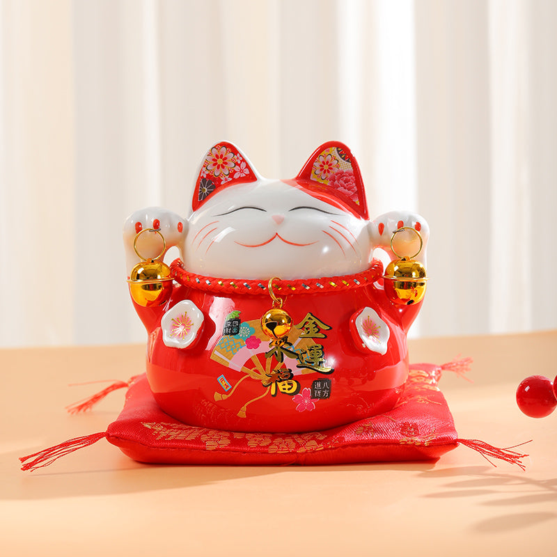 Die Spardose aus Keramik in der Form einer Glückskatze von RubyredFox „Maneki Neko“ bringt Ihnen Glück und Reichtum.