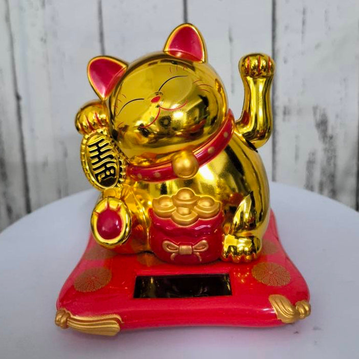 Maneki Neko Lucky cat solar energy auto waving hands bring you fortune and good luck