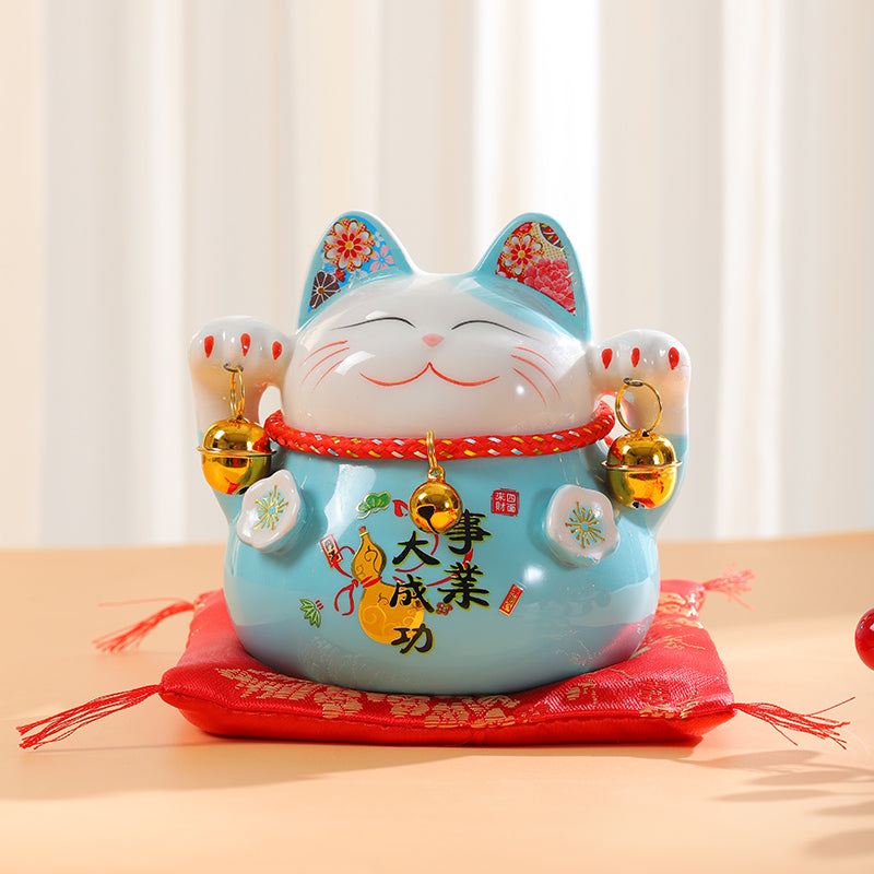 RubyredFox Maneki Neko Lucky cat ceramic ornament money box bring you fortune and lucky.