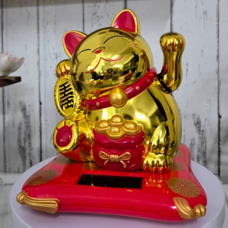 Maneki Neko Lucky cat solar energy auto waving hands bring you fortune and good luck