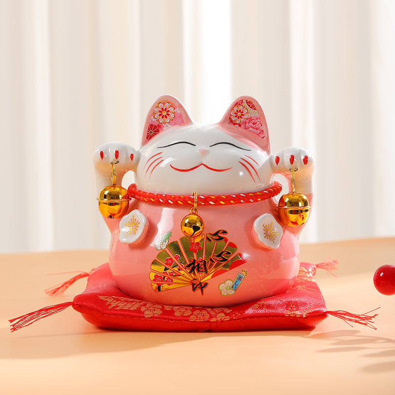 RubyredFox Maneki Neko Lucky kassi keraamiline ornament rahakast toob sulle varanduse ja õnne.