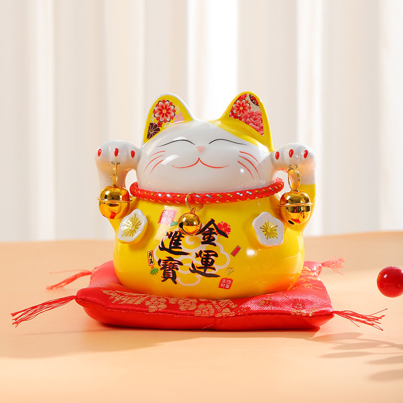 RubyredFox Maneki Neko Lucky cat ceramic ornament money box bring you fortune and lucky.