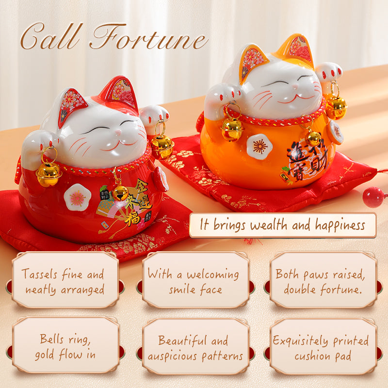 RubyredFox Maneki Neko Lucky kassi keraamiline ornament rahakast toob sulle varanduse ja õnne.