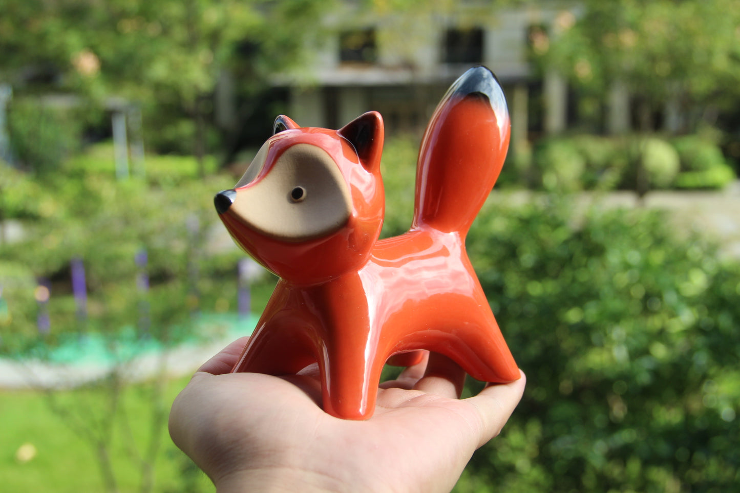 Handcrafted Ceramic Fox Pair – Decorative Large & Small Fox Set