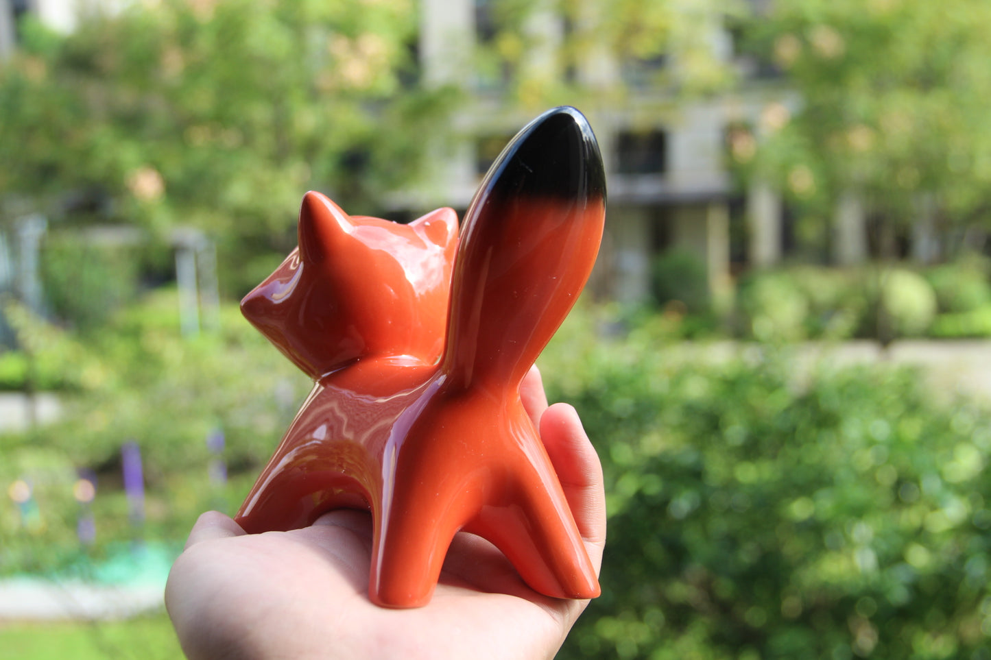 Handcrafted Ceramic Fox Pair – Decorative Large & Small Fox Set