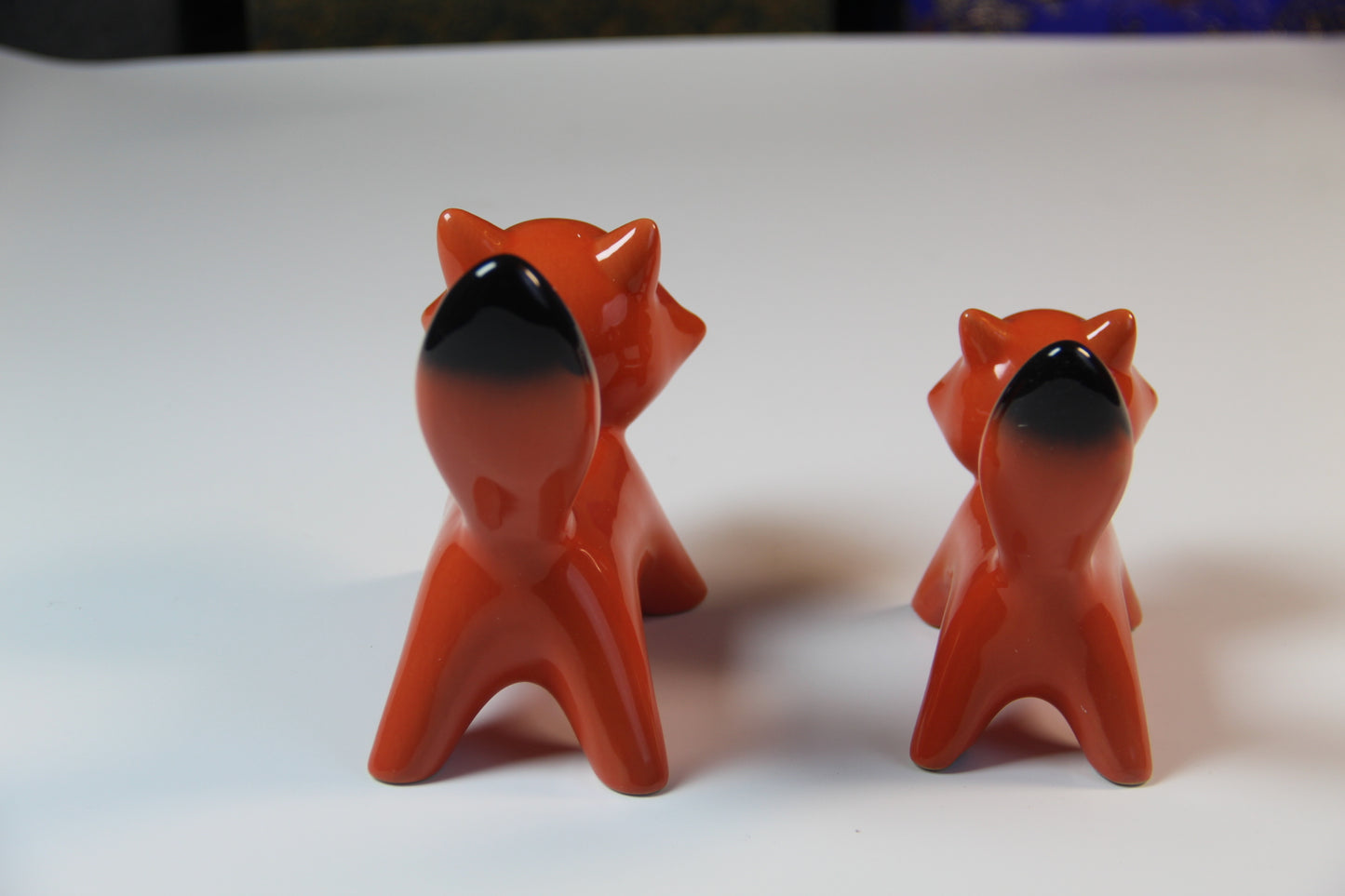 Handcrafted Ceramic Fox Pair – Decorative Large & Small Fox Set