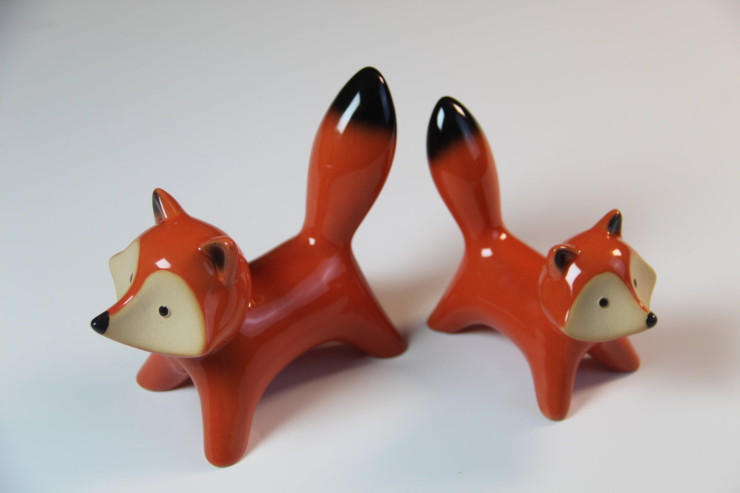 Handcrafted Ceramic Fox Pair – Decorative Large & Small Fox Set